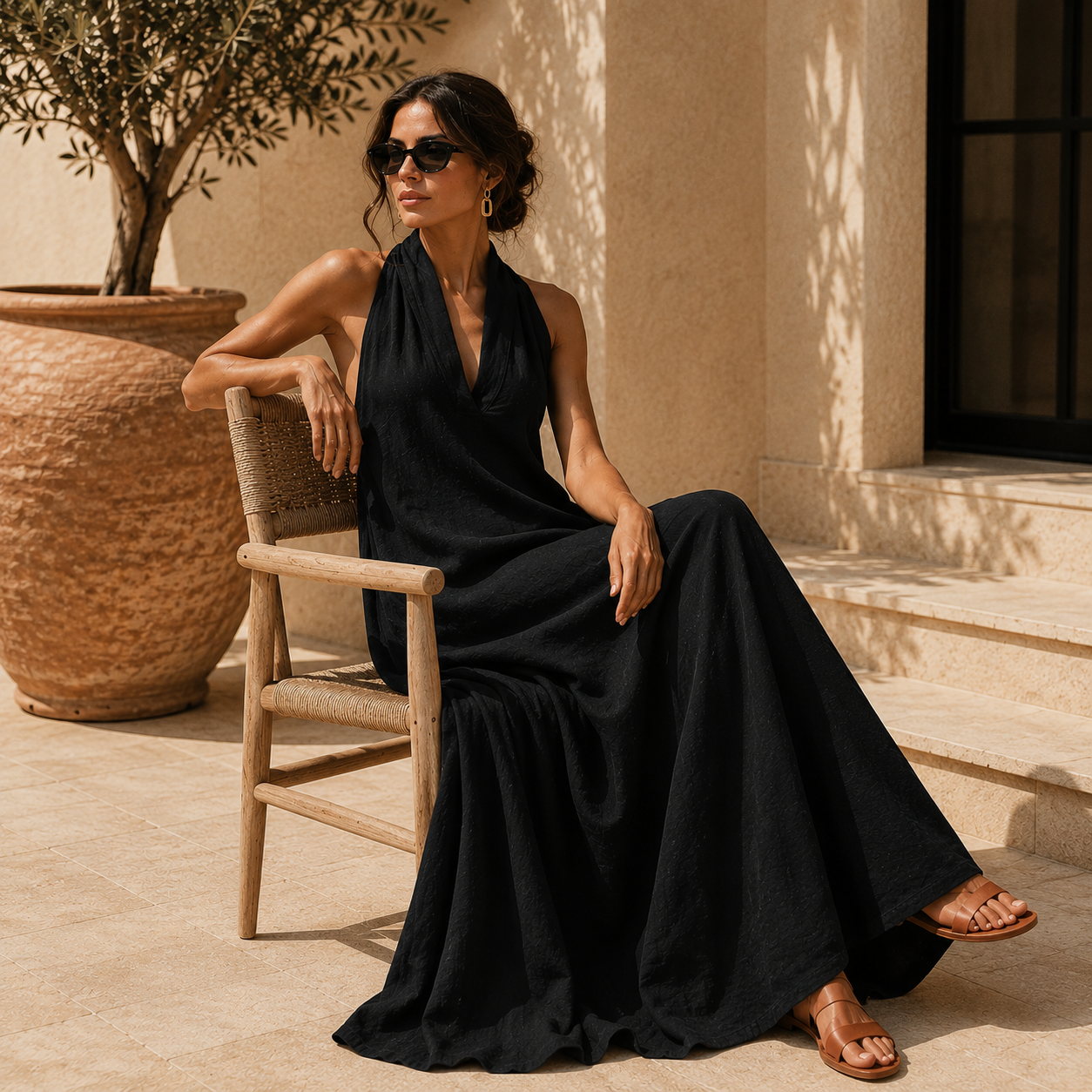 Amara Linen Halter Maxi Dress