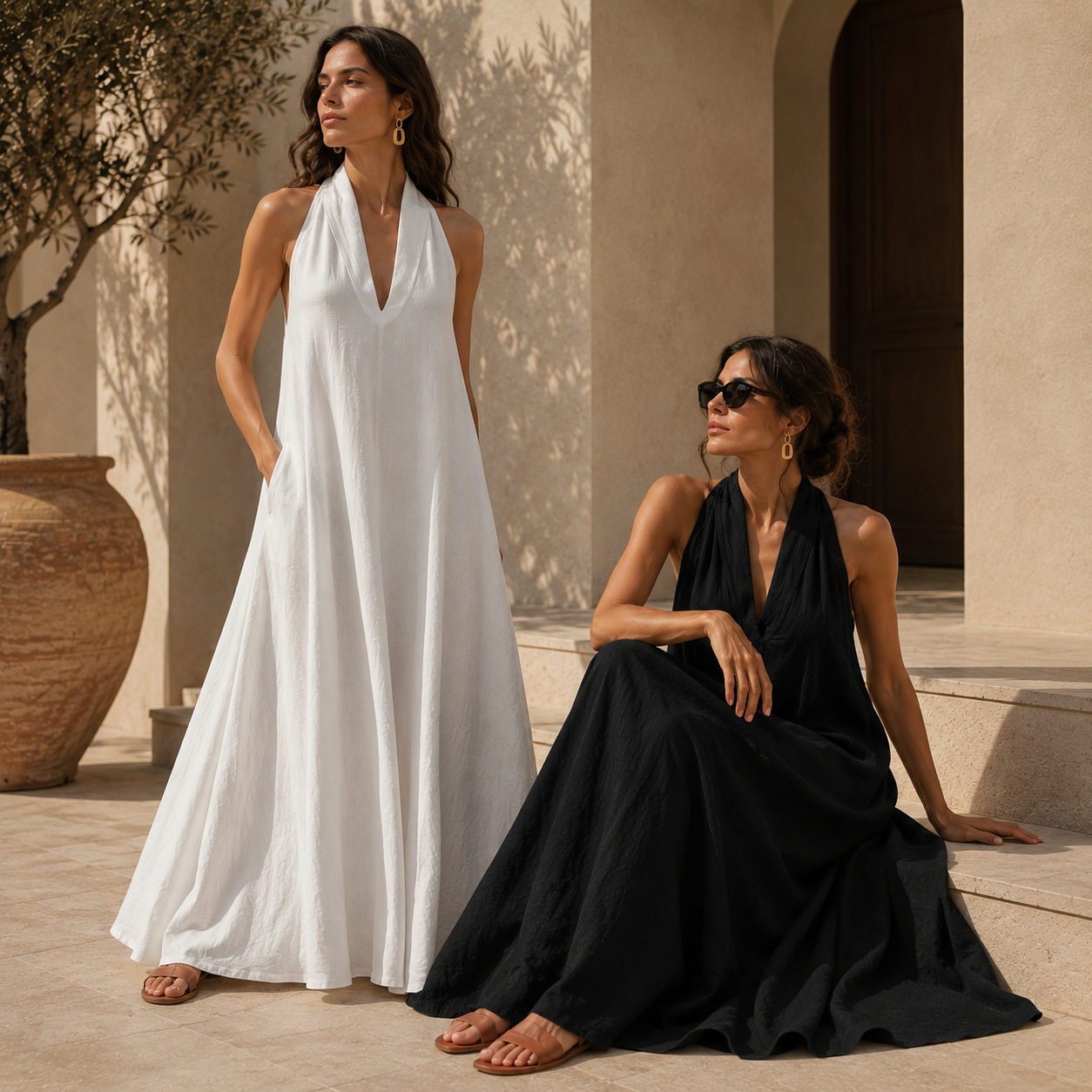 Amara Linen Halter Maxi Dress