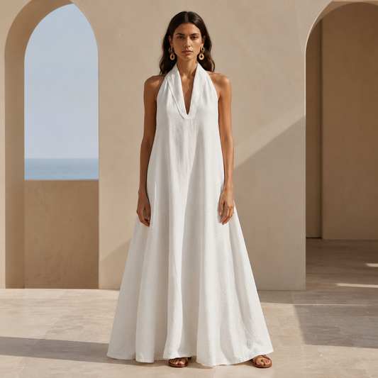 Amara Linen Halter Maxi Dress