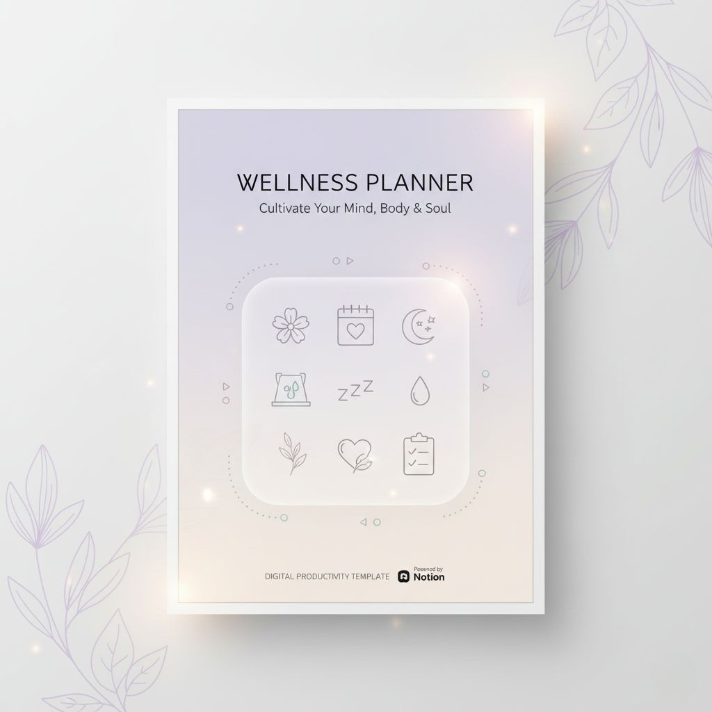 Wellness planner with icons on a light background