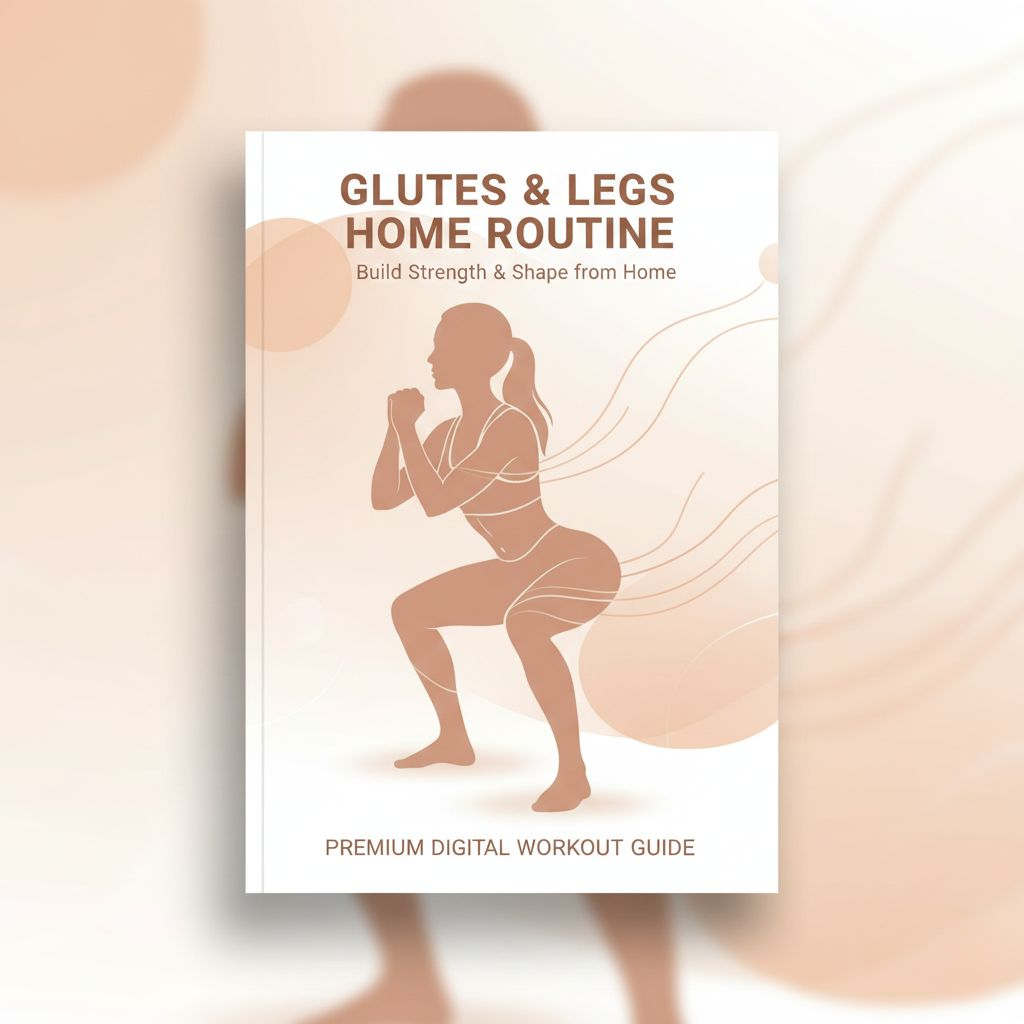 Digital workout guide for glutes and legs home routine on a beige background
