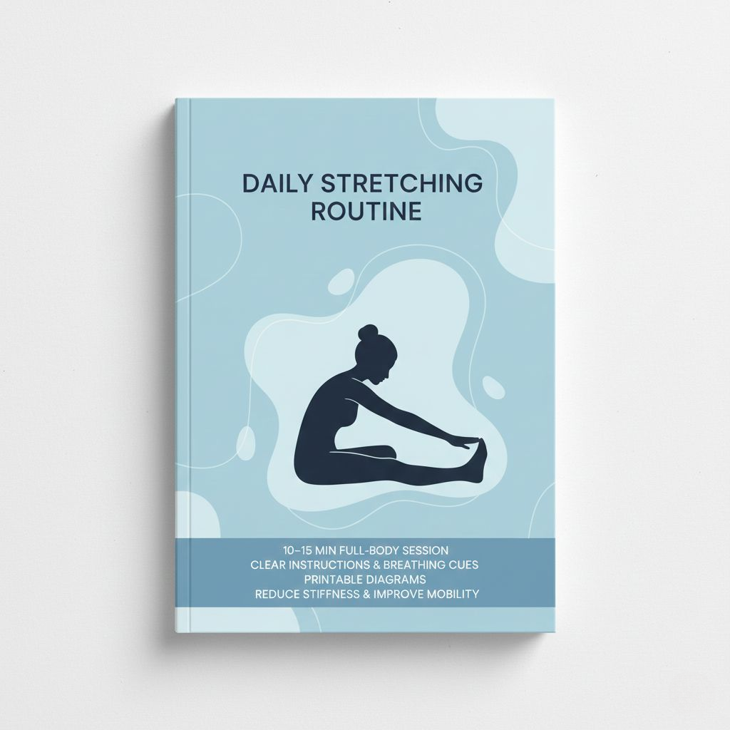 Book titled 'Daily Stretching Routine' with a blue cover and silhouette of a person stretching.