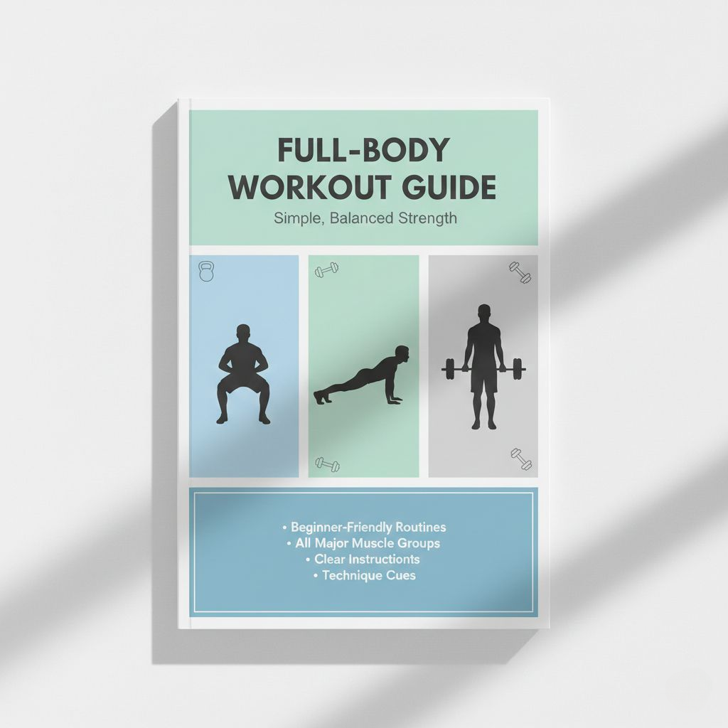 Book titled 'Full-Body Workout Guide' on a light gray background